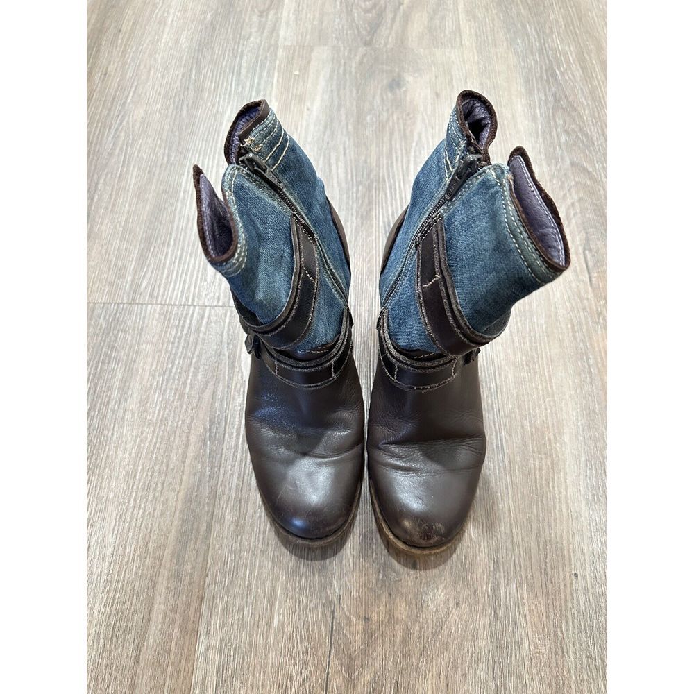 Täōs Tombat Women's Leather Denim Boots Size‎ 7.5